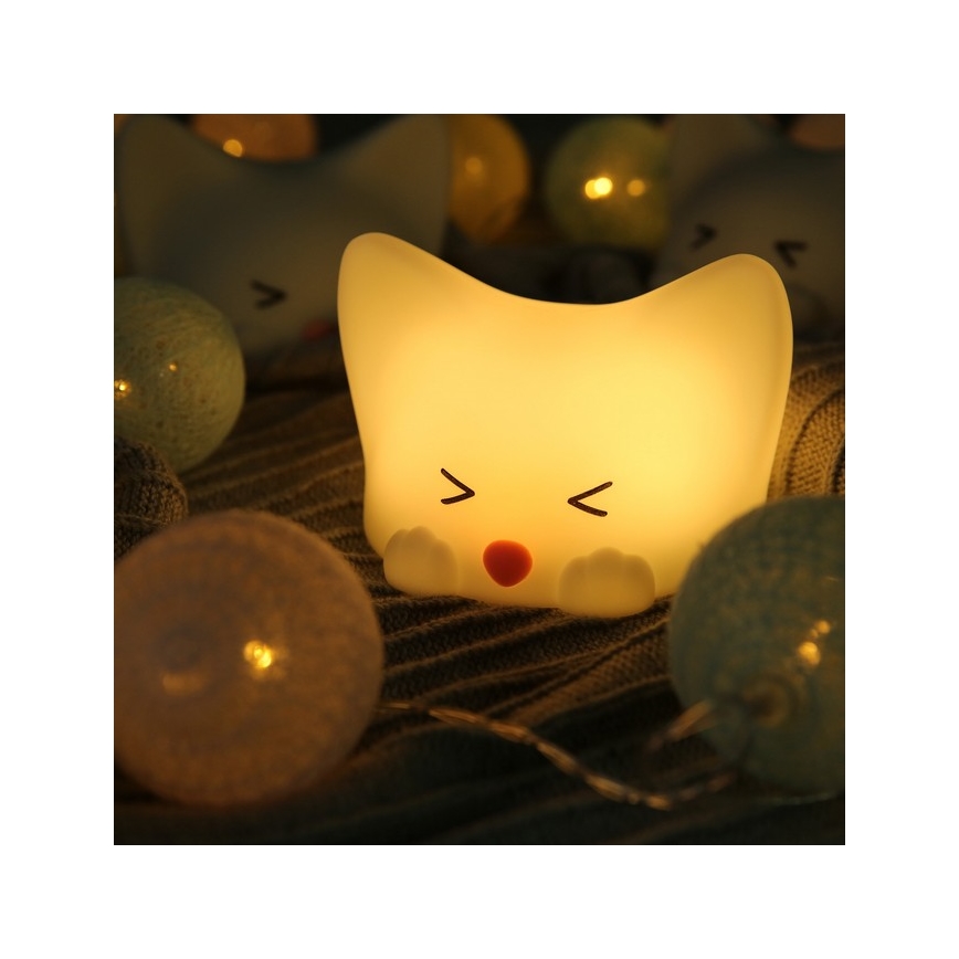 MegaLight - LED RGB prigušiva punjiva dečija dodirna lampa CATTY CAT LED/5V