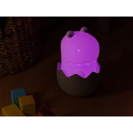 MegaLight - RGB LED prigušiva punjiva dečija dodirna lampa DIGGY DINO LED/5V
