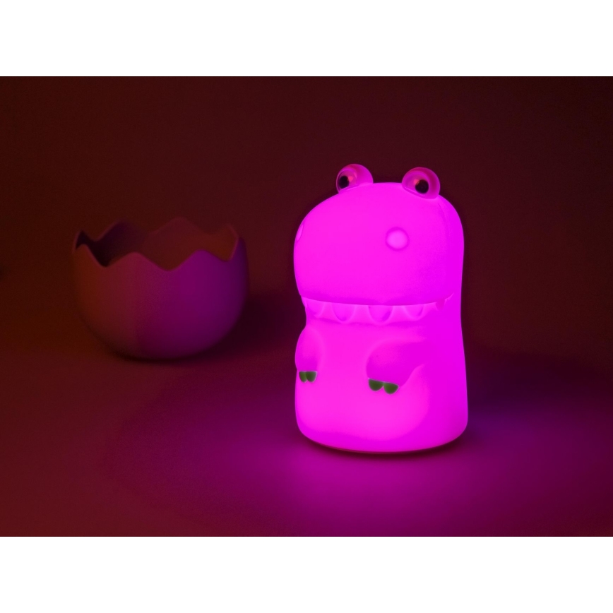 MegaLight - RGB LED prigušiva punjiva dečija dodirna lampa DIGGY DINO LED/5V