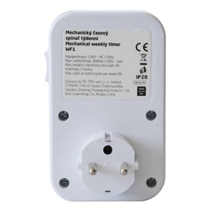 Mehanički nedeljni časovni prekidač 16A/230V