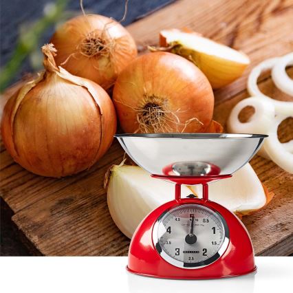 Melissa - Retro kuhinjska vaga sa posudom crvena