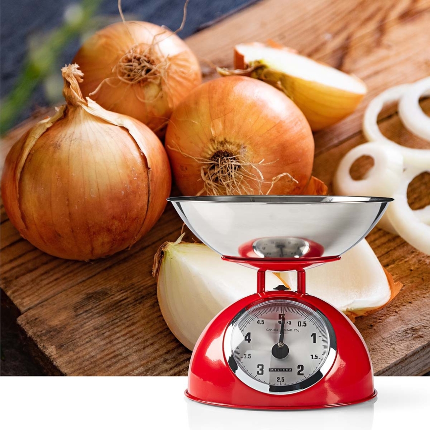 Melissa - Retro kuhinjska vaga sa posudom crvena