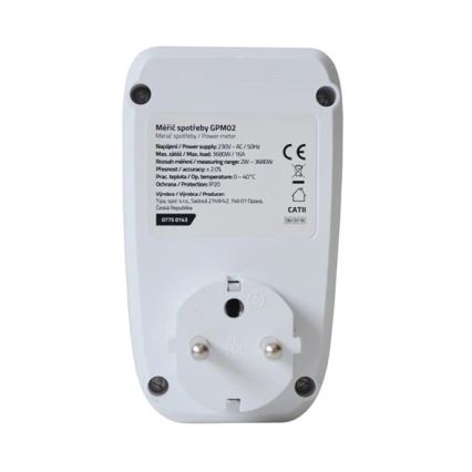 Merač potrošnje električne energije 3680W/230V