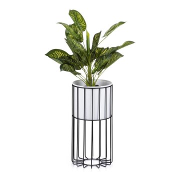 Metalna saksija LOFT 42x20 cm crna/bela