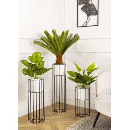 Metalna saksija LOFT 42x20 cm crna/bela
