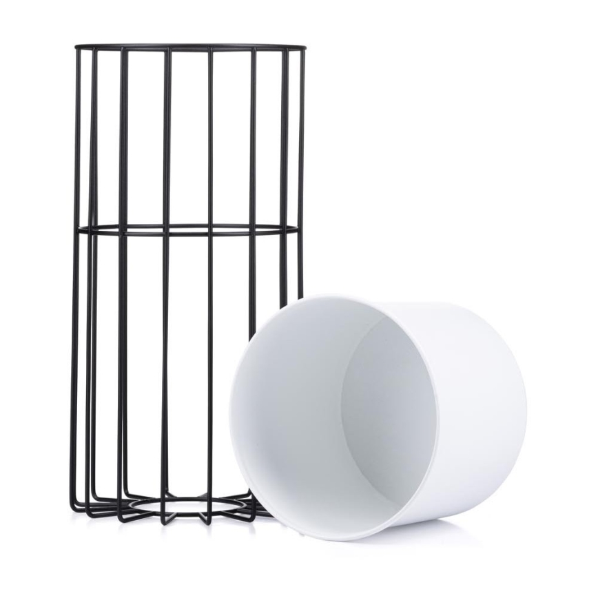 Metalna saksija LOFT 42x20 cm crna/bela