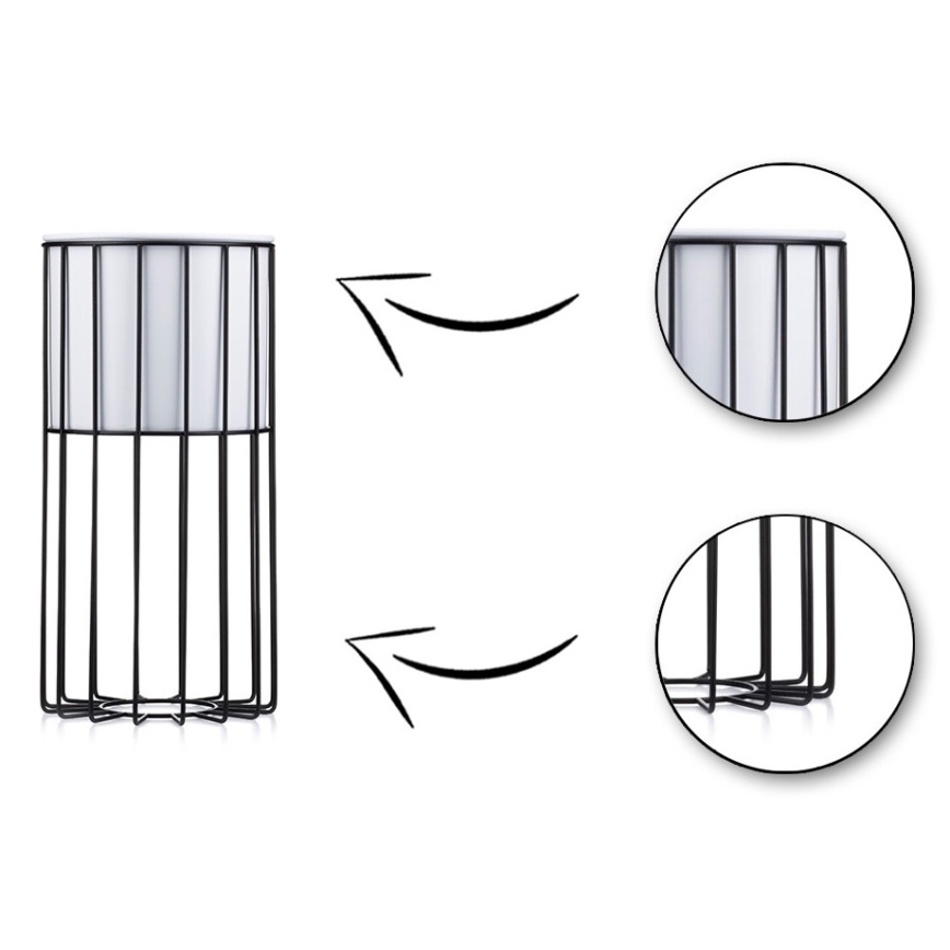 Metalna saksija LOFT 42x20 cm crna/bela