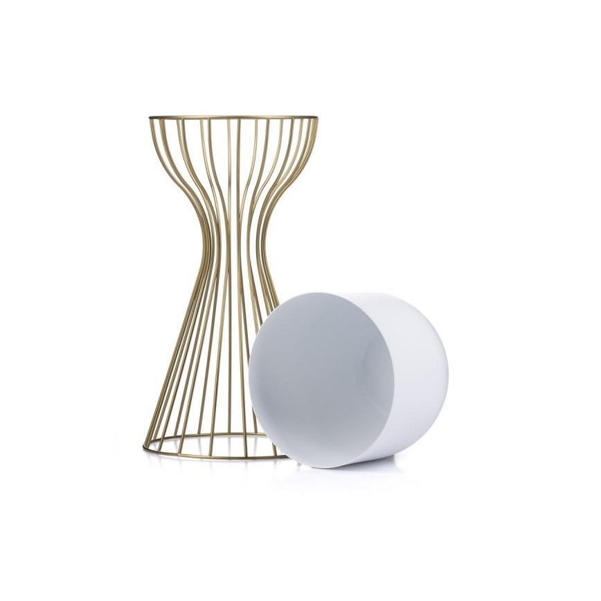 Metalna saksija LOFT 46x20 cm zlatna/bela