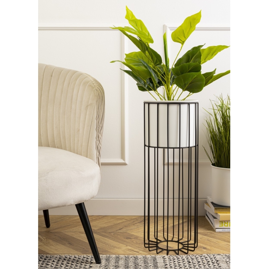 Metalna saksija LOFT 55x20 cm crna/bela