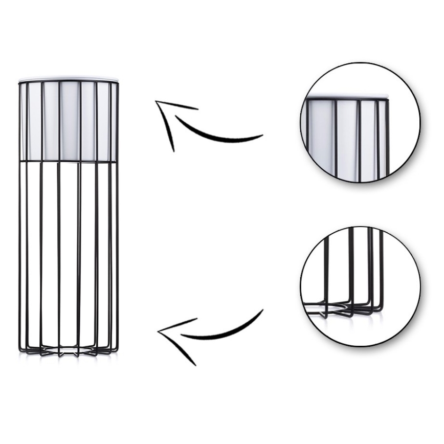 Metalna saksija LOFT 55x20 cm crna/bela