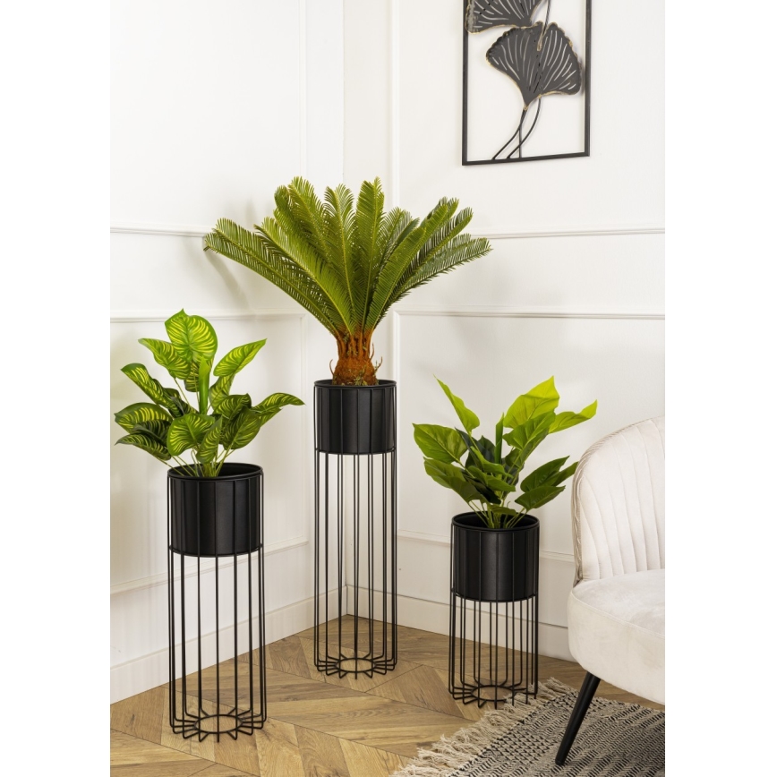 Metalna saksija LOFT 55x20 cm crna