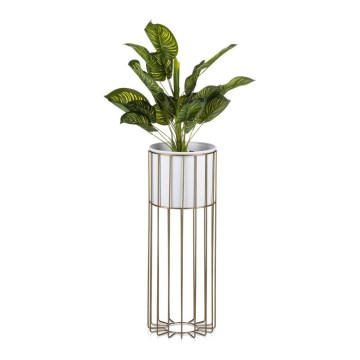 Metalna saksija LOFT 55x20 cm zlatna/bela