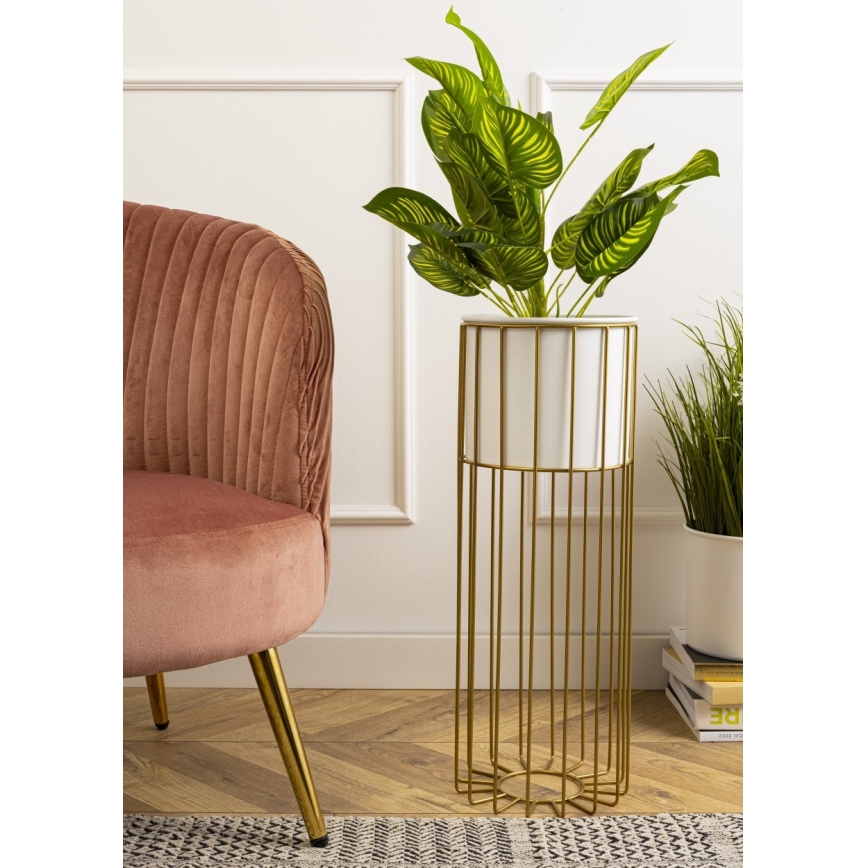 Metalna saksija LOFT 55x20 cm zlatna/bela