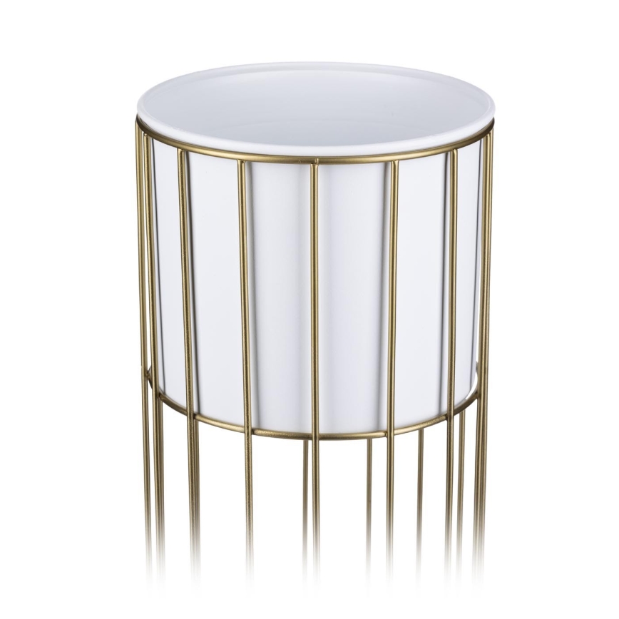Metalna saksija LOFT 55x20 cm zlatna/bela