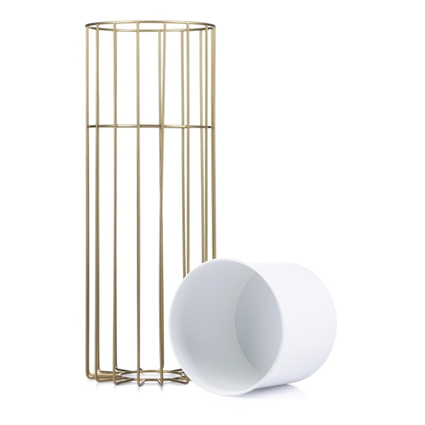 Metalna saksija LOFT 55x20 cm zlatna/bela