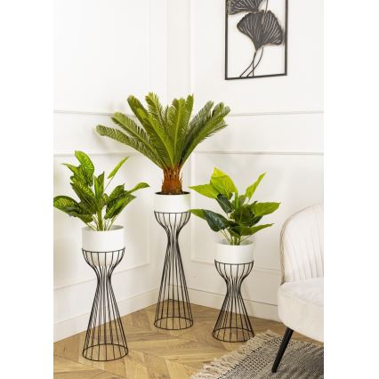 Metalna saksija LOFT 56x20 cm crna/bela