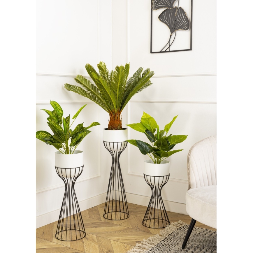Metalna saksija LOFT 56x20 cm crna/bela