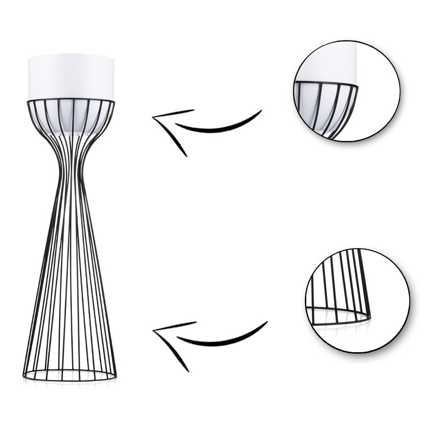 Metalna saksija LOFT 56x20 cm crna/bela