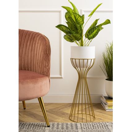 Metalna saksija LOFT 56x20 cm zlatna/bela