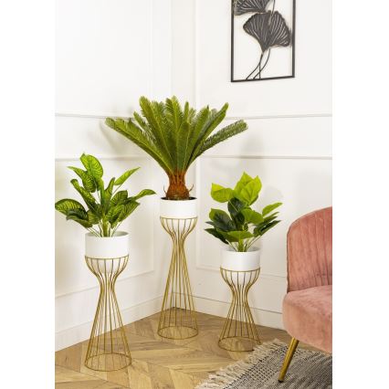 Metalna saksija LOFT 56x20 cm zlatna/bela