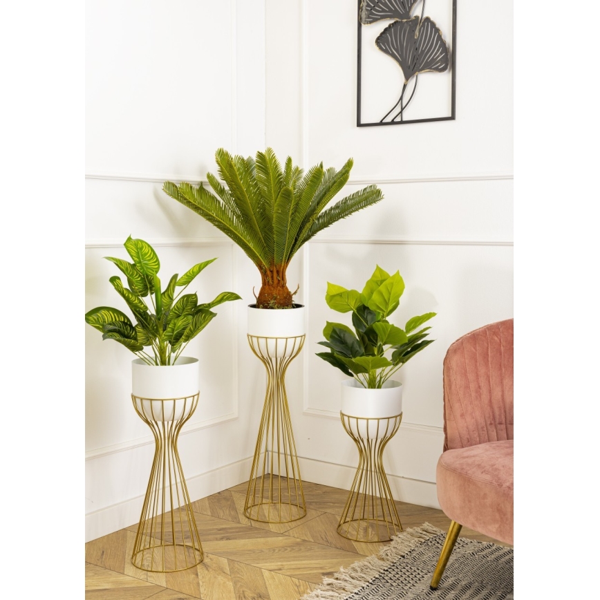 Metalna saksija LOFT 56x20 cm zlatna/bela