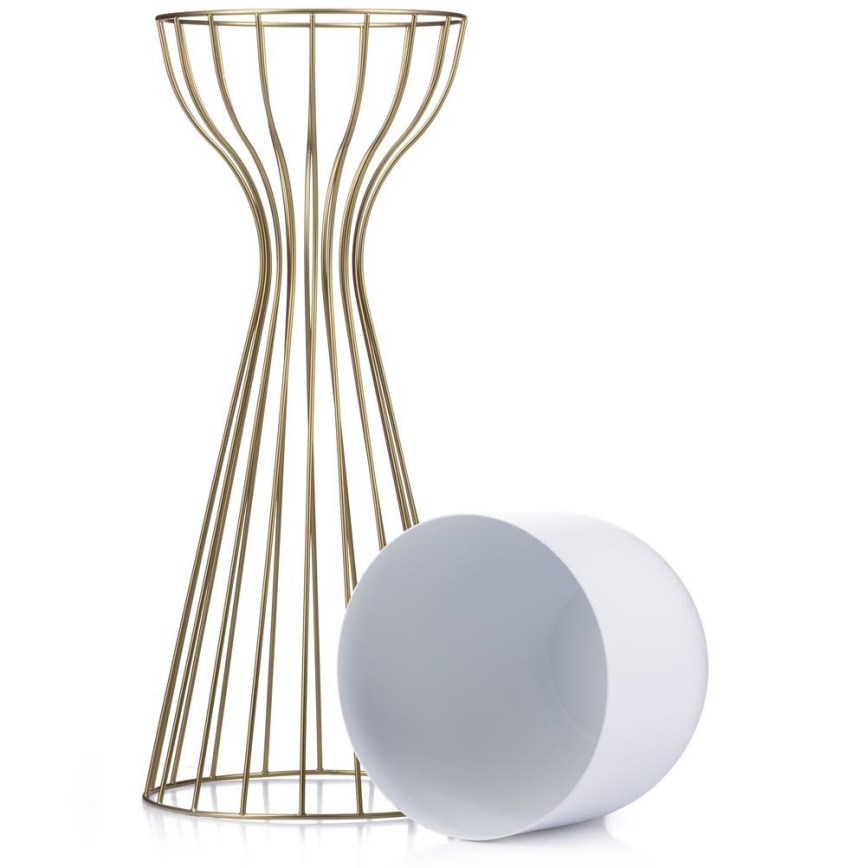 Metalna saksija LOFT 56x20 cm zlatna/bela