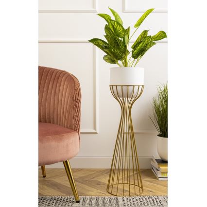 Metalna saksija LOFT 68x20 cm zlatna/bela