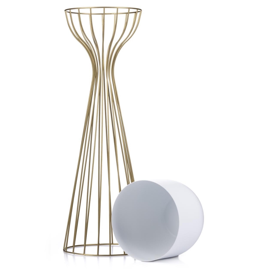 Metalna saksija LOFT 68x20 cm zlatna/bela