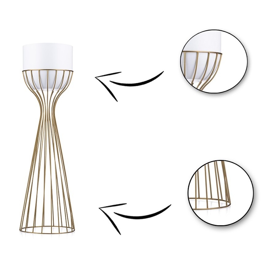 Metalna saksija LOFT 68x20 cm zlatna/bela