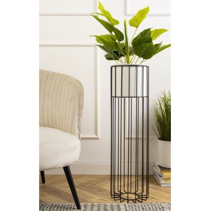 Metalna saksija LOFT 70x20 cm crna/bela