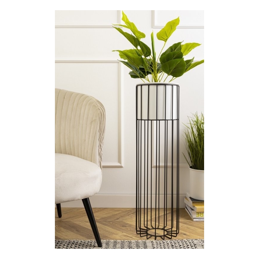 Metalna saksija LOFT 70x20 cm crna/bela
