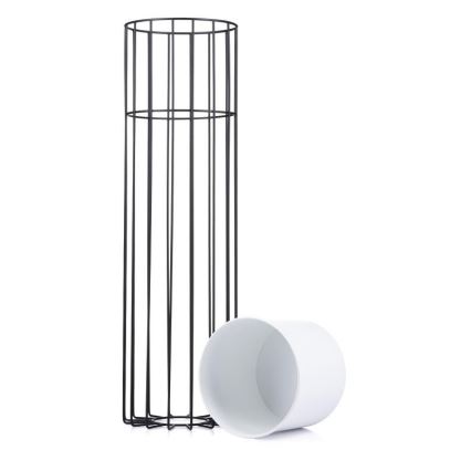Metalna saksija LOFT 70x20 cm crna/bela