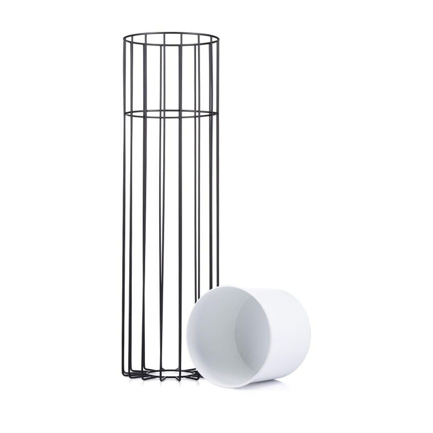 Metalna saksija LOFT 70x20 cm crna/bela