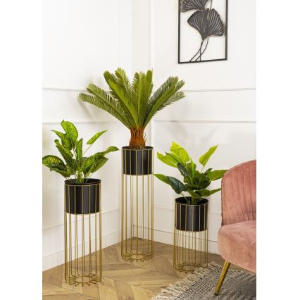 Metalna saksija LOFT 70x20 cm zlatna/crna