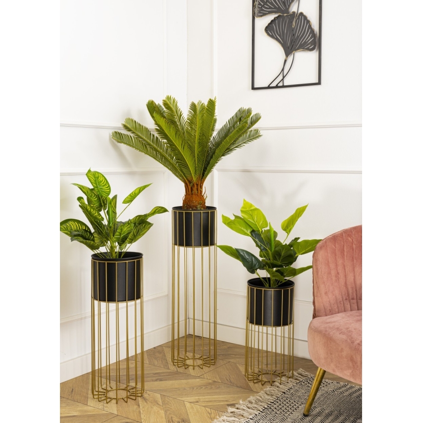 Metalna saksija LOFT 70x20 cm zlatna/crna