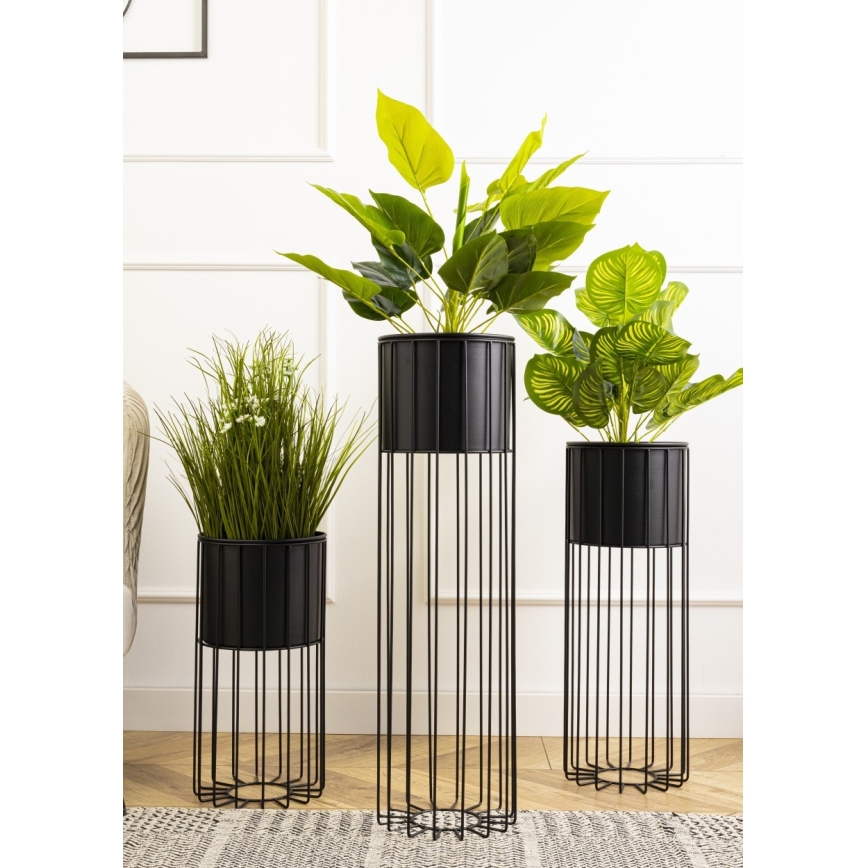 Metalna saksija za cveće LOFT 42x20 cm crna