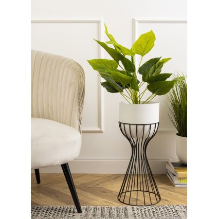 Metalna saksija za cveće LOFT 46x20 cm crna/bela