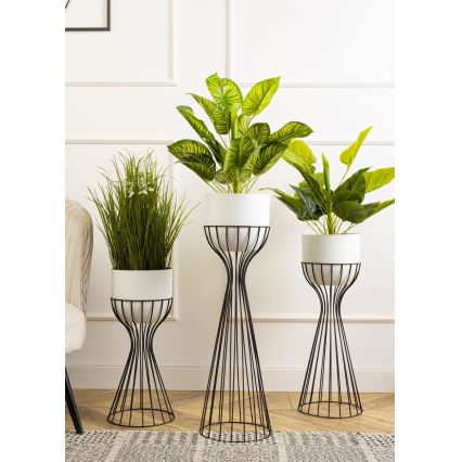 Metalna saksija za cveće LOFT 46x20 cm crna/bela