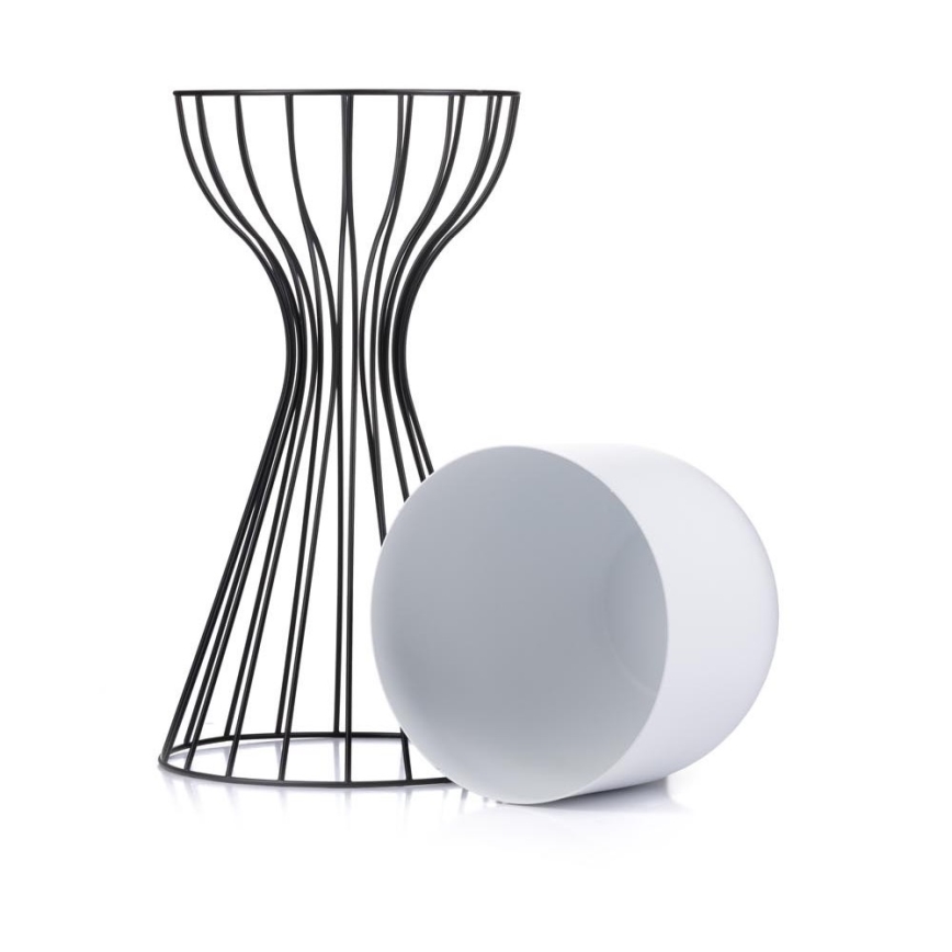 Metalna saksija za cveće LOFT 46x20 cm crna/bela