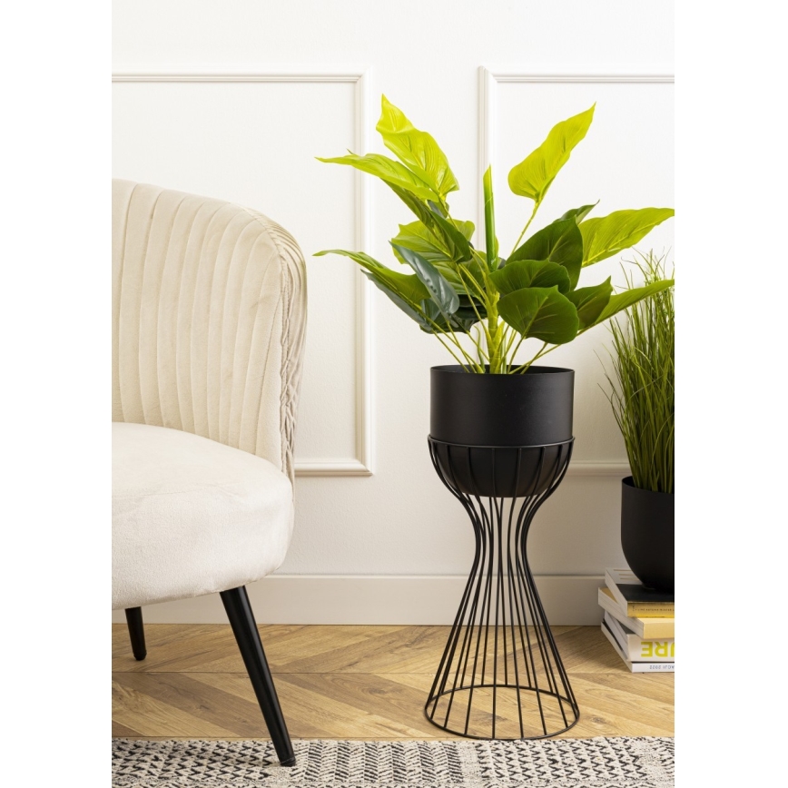 Metalna saksija za cveće LOFT 46x20 cm crna