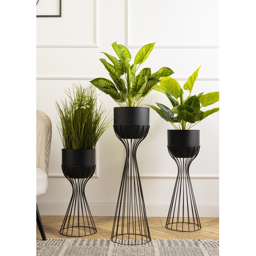 Metalna saksija za cveće LOFT 46x20 cm crna