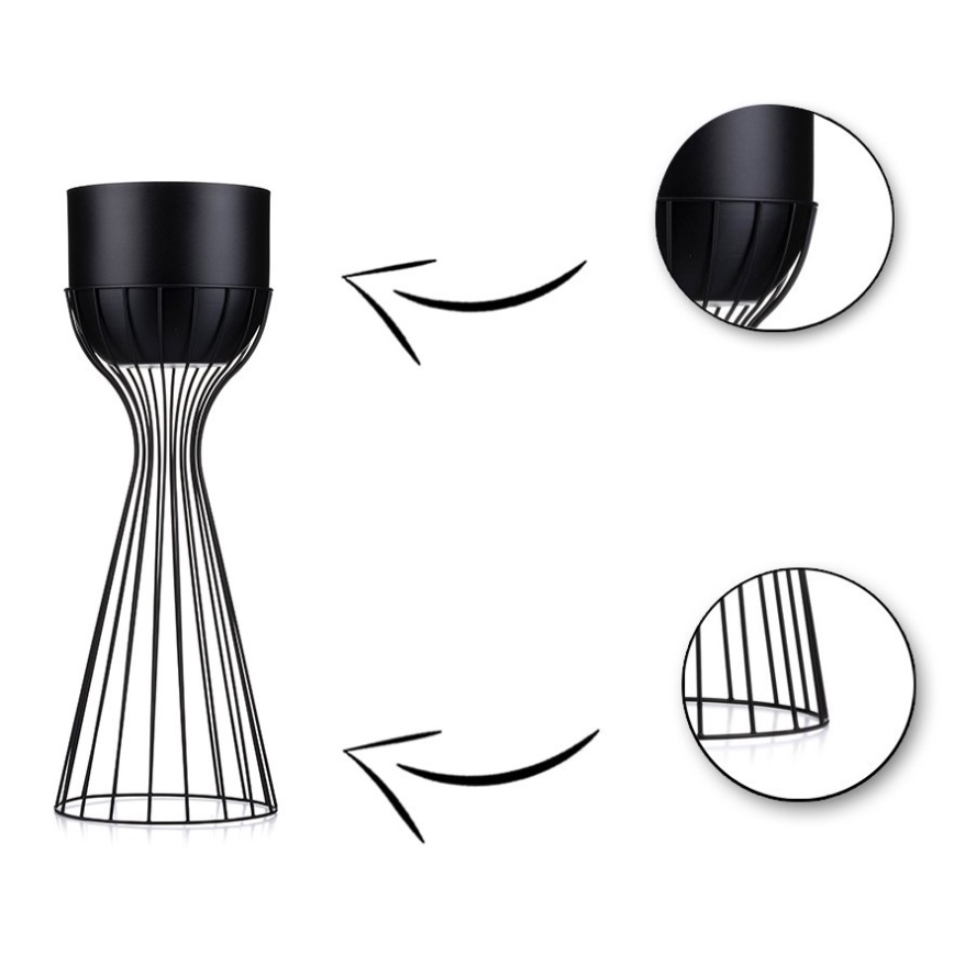 Metalna saksija za cveće LOFT 46x20 cm crna