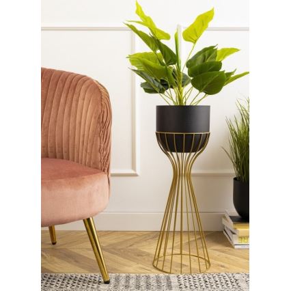 Metalna saksija za cveće LOFT 56x20 cm zlatna/crna