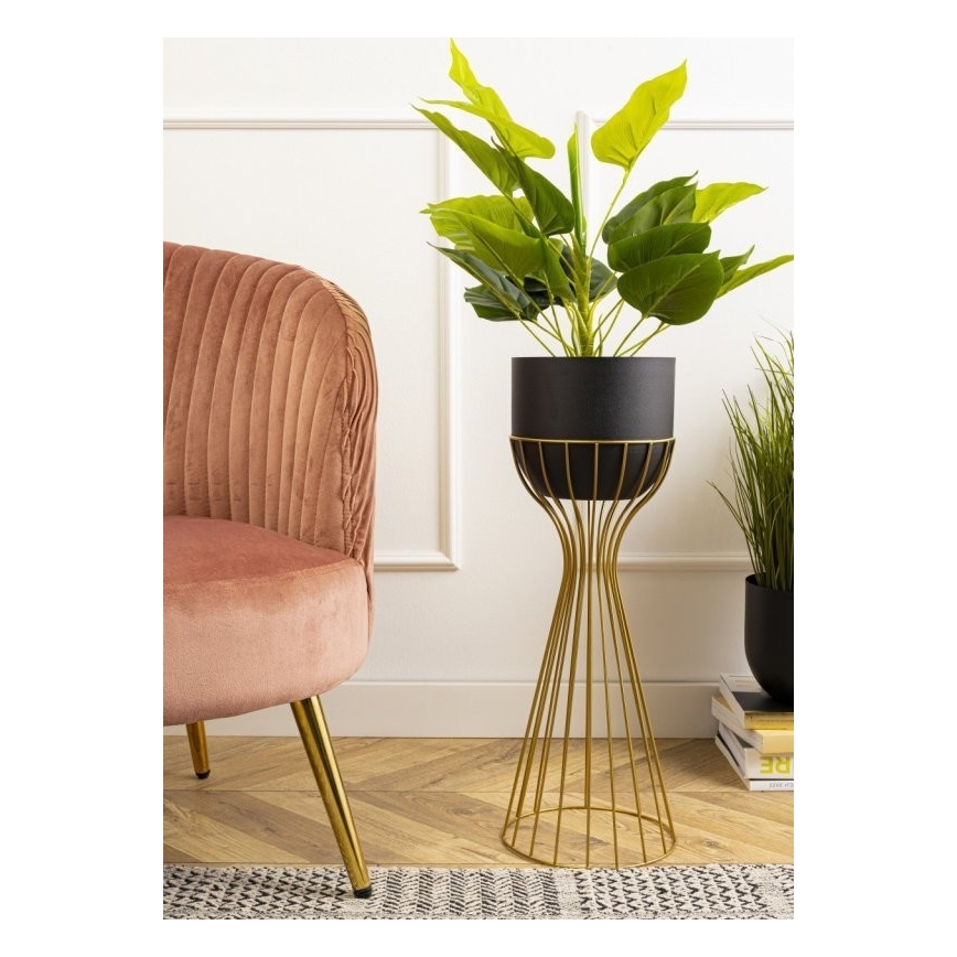 Metalna saksija za cveće LOFT 56x20 cm zlatna/crna