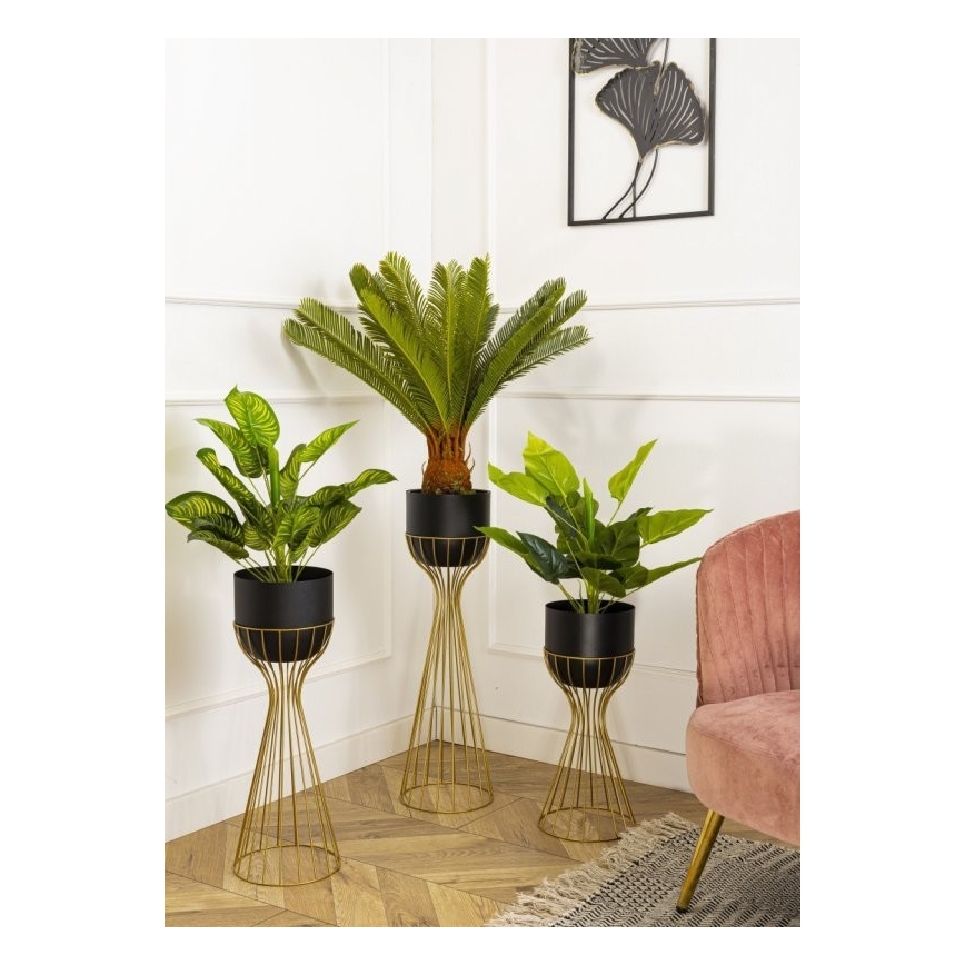 Metalna saksija za cveće LOFT 56x20 cm zlatna/crna