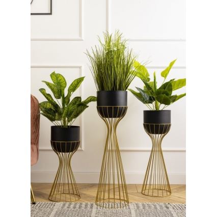 Metalna saksija za cveće LOFT 56x20 cm zlatna/crna