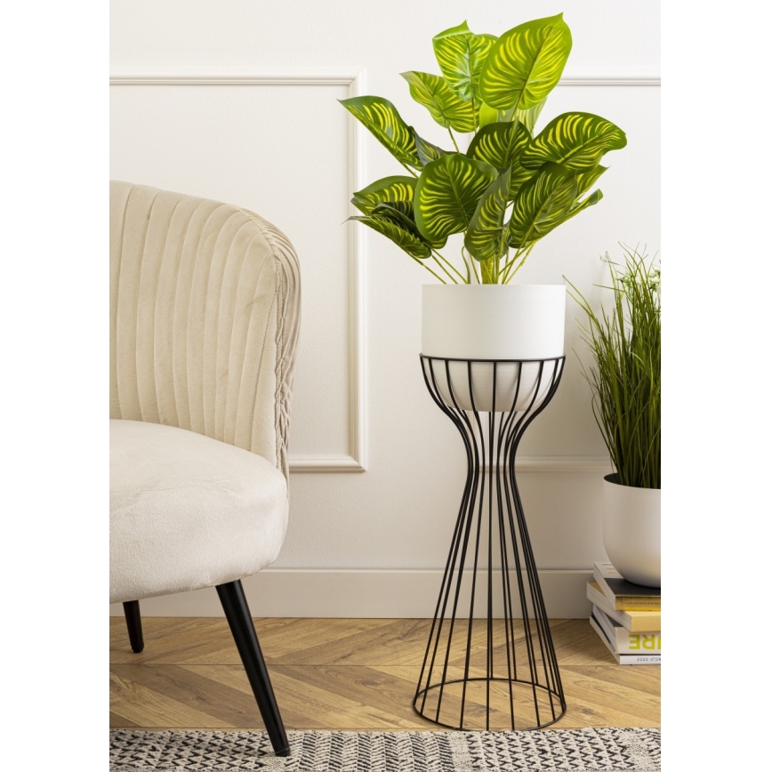 Metalna saksija za cveće LOFT 68x20 cm crna/bela