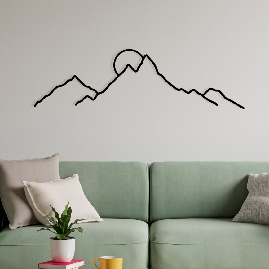 Metalna zidna dekoracija 100x29 cm, planinski motiv