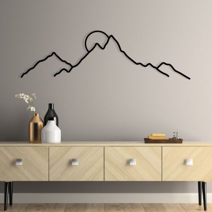 Metalna zidna dekoracija 100x29 cm, planinski motiv