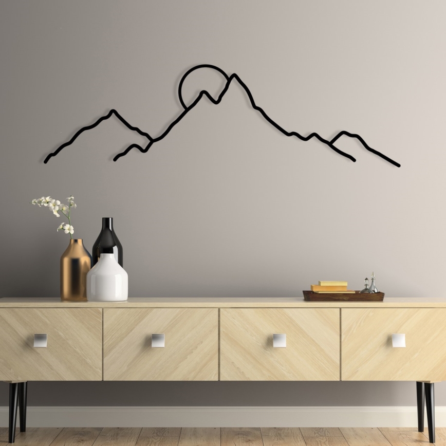 Metalna zidna dekoracija 100x29 cm, planinski motiv